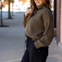 Chunky Knit Turtleneck Sweater -Women's Clothing Store chunky knit turtleneck sweater 507748