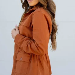 Cinched Waist Utility Jacket -Women's Clothing Store cinched waist utility jacket 217883