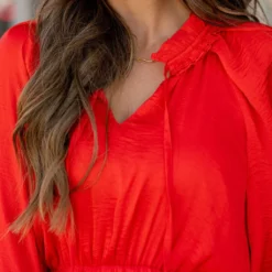 Classy Ruffle Accented Long Sleeve Dress -Women's Clothing Store classy ruffle accented long sleeve dress 589290