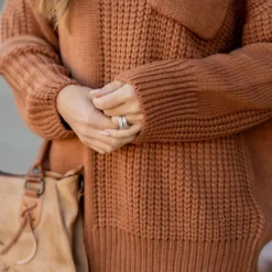 Contrasting Knit Pocket Sweater -Women's Clothing Store contrasting knit pocket sweater 534516