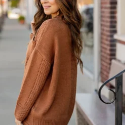 Contrasting Knit Pocket Sweater -Women's Clothing Store contrasting knit pocket sweater 713480