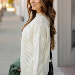 Contrasting Knit Pocket Sweater -Women's Clothing Store contrasting knit pocket sweater 987747