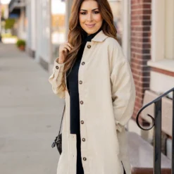 Corded Side Slit Tunic Shacket -Women's Clothing Store corded side slit tunic shacket 604480