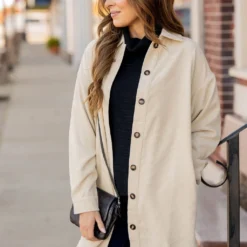 Corded Side Slit Tunic Shacket -Women's Clothing Store corded side slit tunic shacket 688552