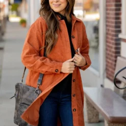 Corded Side Slit Tunic Shacket -Women's Clothing Store corded side slit tunic shacket 778332