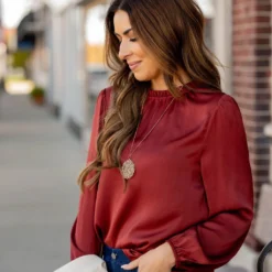 Elegant Cinched Trim Blouse 36 Elegant Cinched Trim Blouse -Women's Clothing Store elegant cinched trim blouse 138435