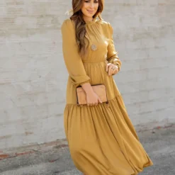 Elegant Tiered Long Sleeve Maxi Dress -Women's Clothing Store elegant tiered long sleeve maxi dress 178017