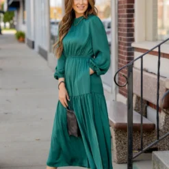 Elegant Tiered Long Sleeve Maxi Dress -Women's Clothing Store elegant tiered long sleeve maxi dress 302330