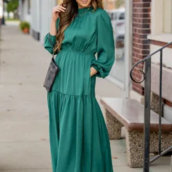 Elegant Tiered Long Sleeve Maxi Dress -Women's Clothing Store elegant tiered long sleeve maxi dress 792686