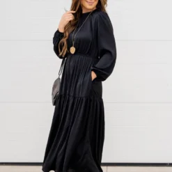 Elegant Tiered Long Sleeve Maxi Dress -Women's Clothing Store elegant tiered long sleeve maxi dress 916486