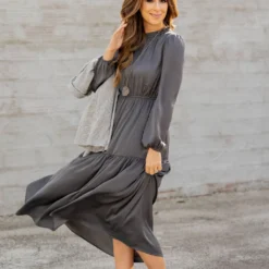 Elegant Tiered Long Sleeve Maxi Dress -Women's Clothing Store elegant tiered long sleeve maxi dress 940862