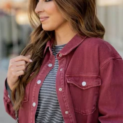 Faded Denim Jacket -Women's Clothing Store faded denim jacket 432694