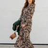 Floral Long Sleeve Tie Waist Dress
