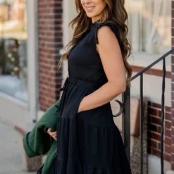 Gauze Button Accented Tiered Dress -Women's Clothing Store gauze button accented tiered dress 837827