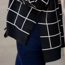 Grid High Low Mock Neck Sweater Tee -Women's Clothing Store grid high low mock neck sweater tee 946010