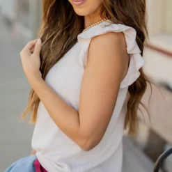 Heavily Ribbed Flutter Tee 24 Heavily Ribbed Flutter Tee -Women's Clothing Store heavily ribbed flutter tee 717656