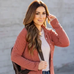 Heavily Ribbed Shacket -Women's Clothing Store heavily ribbed shacket 200631