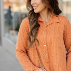 Heavily Ribbed Shacket -Women's Clothing Store heavily ribbed shacket 381225