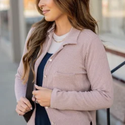 Heavily Ribbed Shacket -Women's Clothing Store heavily ribbed shacket 863777