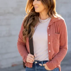 Heavily Ribbed Shacket -Women's Clothing Store heavily ribbed shacket 879251