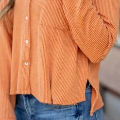 Heavily Ribbed Shacket -Women's Clothing Store heavily ribbed shacket 910975