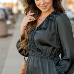 Ruffle Accented Long Sleeve Midi Dress 33 Ruffle Accented Long Sleeve Midi Dress -Women's Clothing Store ruffle accented long sleeve midi dress 131640