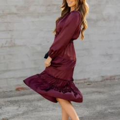 Ruffle Accented Long Sleeve Midi Dress 25 Ruffle Accented Long Sleeve Midi Dress -Women's Clothing Store ruffle accented long sleeve midi dress 142858