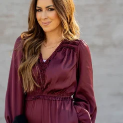 Ruffle Accented Long Sleeve Midi Dress 24 Ruffle Accented Long Sleeve Midi Dress -Women's Clothing Store ruffle accented long sleeve midi dress 272924