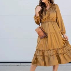 Ruffle Accented Long Sleeve Midi Dress 31 Ruffle Accented Long Sleeve Midi Dress -Women's Clothing Store ruffle accented long sleeve midi dress 422089