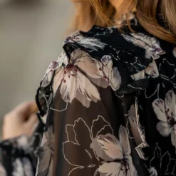 Sheer Floral Flutter Shoulder Blouse -Women's Clothing Store sheer floral flutter shoulder blouse 884139