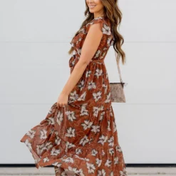 Sheer Floral Tie Waist Maxi Dress -Women's Clothing Store sheer floral tie waist maxi dress 396818