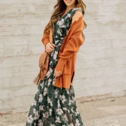 Sheer Floral Tie Waist Maxi Dress -Women's Clothing Store sheer floral tie waist maxi dress 912585