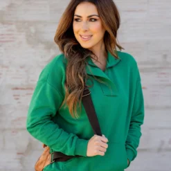 Simple Quarter Zip Pullover -Women's Clothing Store simple quarter zip pullover 408294