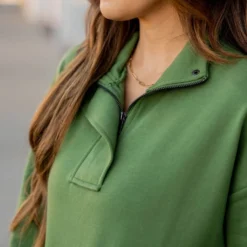 Simple Quarter Zip Pullover -Women's Clothing Store simple quarter zip pullover 802565