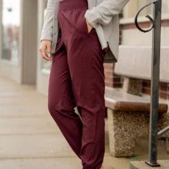 Solid Band Joggers -Women's Clothing Store solid band joggers 412086