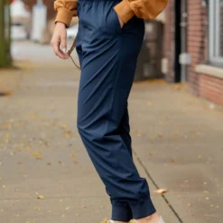 Solid Band Joggers -Women's Clothing Store solid band joggers 519543