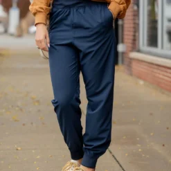 Solid Band Joggers -Women's Clothing Store solid band joggers 839179