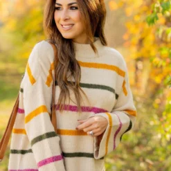 Striped Wide Sleeve Mock Neck Sweater 16 Striped Wide Sleeve Mock Neck Sweater -Women's Clothing Store striped wide sleeve mock neck sweater 266135