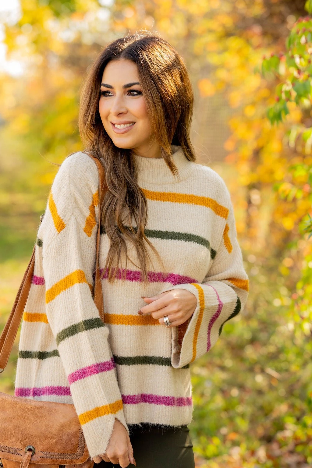 Striped Wide Sleeve Mock Neck Sweater 7 Striped Wide Sleeve Mock Neck Sweater - Image 7