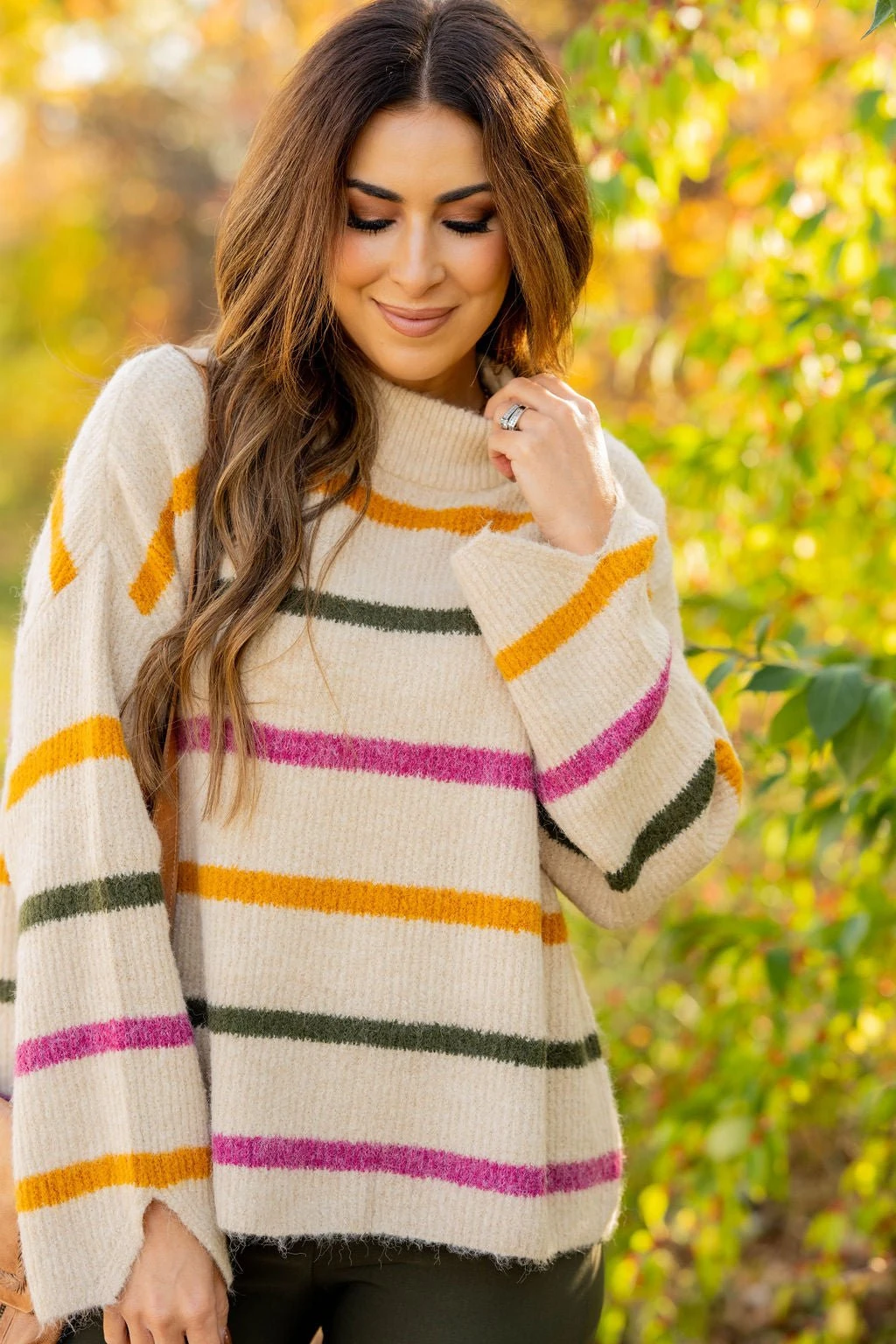 Striped Wide Sleeve Mock Neck Sweater 8 Striped Wide Sleeve Mock Neck Sweater - Image 8