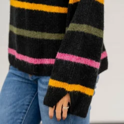 Striped Wide Sleeve Mock Neck Sweater 12 Striped Wide Sleeve Mock Neck Sweater -Women's Clothing Store striped wide sleeve mock neck sweater 368025