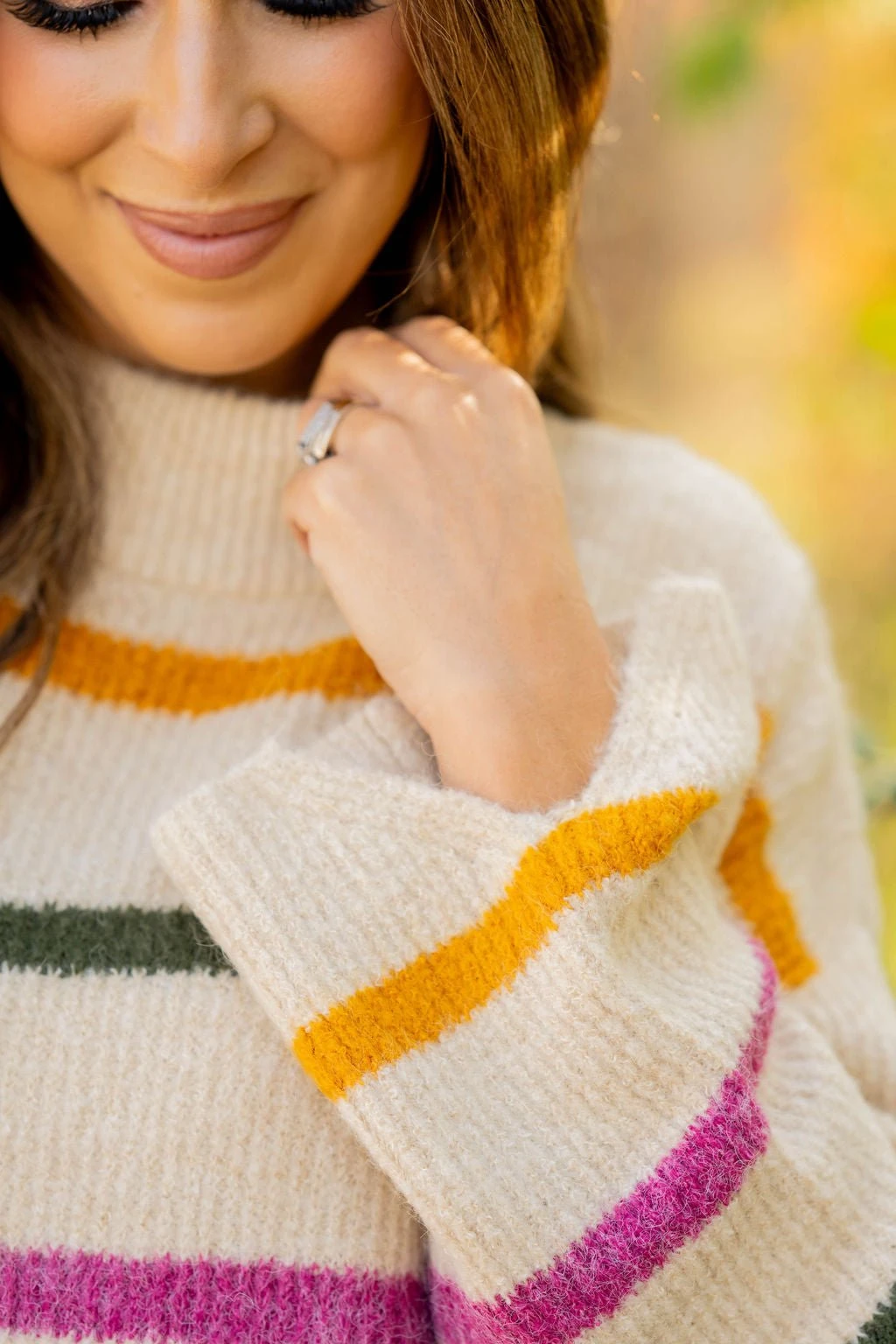 Striped Wide Sleeve Mock Neck Sweater 9 Striped Wide Sleeve Mock Neck Sweater - Image 9