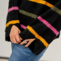 Striped Wide Sleeve Mock Neck Sweater 15 Striped Wide Sleeve Mock Neck Sweater -Women's Clothing Store striped wide sleeve mock neck sweater 860478