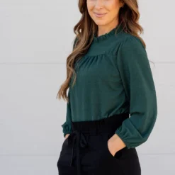 Subtle Textured Cinched Trim Blouse -Women's Clothing Store subtle textured cinched trim blouse 504739