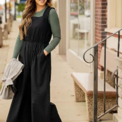 Subtle Textured Ruched Strap Jumpsuit -Women's Clothing Store subtle textured ruched strap jumpsuit 436561