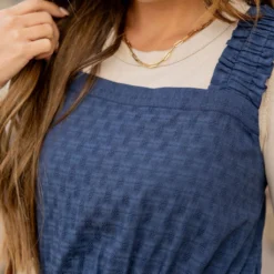 Subtle Textured Ruched Strap Jumpsuit -Women's Clothing Store subtle textured ruched strap jumpsuit 556687