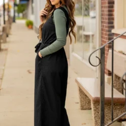 Subtle Textured Ruched Strap Jumpsuit -Women's Clothing Store subtle textured ruched strap jumpsuit 803304