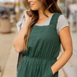 Subtle Textured Ruched Strap Jumpsuit -Women's Clothing Store subtle textured ruched strap jumpsuit 820827