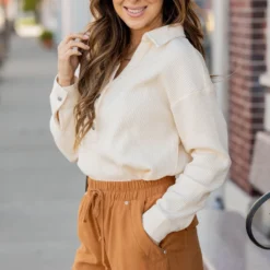 Thermal Collar Accented Button Pullover 27 Thermal Collar Accented Button Pullover -Women's Clothing Store thermal collar accented button pullover 227401