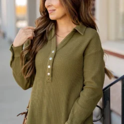 Thermal Collar Accented Button Pullover 33 Thermal Collar Accented Button Pullover -Women's Clothing Store thermal collar accented button pullover 235195